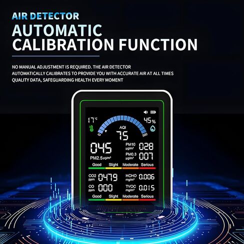 10 in 1 Smart Air Quality Monitor Indoor,Carbon Monoxide Monitoring,Co2 Detector,Professional Air Quality Test Kit with CO2 | CO | TVOC | HCHO | Temp | AQI | PM2.5 | PM0.3 | PM10 in Kuwait