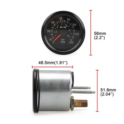 بارومتر 2-1/16 "(52 مللي متر) أداة قياس آلات البناء 0-10BAR / 0-150PSI أداة قياس ضغط الزيت in Saudi Arabia
