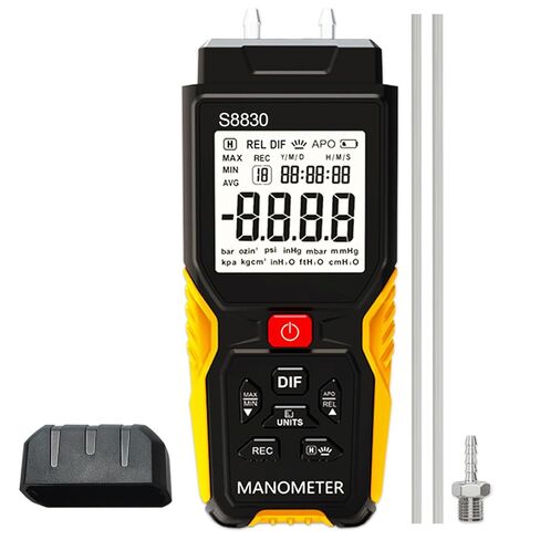 مقياس ضغط الهواء الرقمي، +/- 36.80 كيلو باسكال 147.7 بوصة ارتفاع 20 مقياس ضغط ثنائي المنفذ، مقياس الضغط التفاضلي لأنظمة تكييف الهواء، قنوات التهوية، التدفئة والتهوية وتكييف الهواء، جهاز اختبار ضغط الغاز in Kuwait