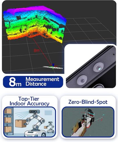 Astra Pro 3D Depth Camera Indoor ±3mm Accuracy, 8m Max Range, Multi-Camera Sync, ROS1/2 Robot Part for Robotics Research, AI Vision, SLAM, 3D Scanning in Kuwait