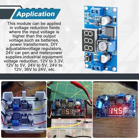 LM2596 DC-DC Buck Converter 3A Adjustable Step Down Power Supply Module with LED Voltmeter Display, 4V-40V to 1.25V-37V Voltage Regulator for DIY Projects (2-Pack) in Kuwait