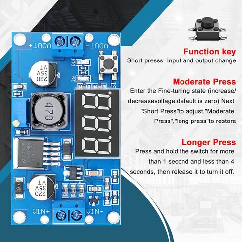 LM2596 DC-DC Buck Converter 3A Adjustable Step Down Power Supply Module with LED Voltmeter Display, 4V-40V to 1.25V-37V Voltage Regulator for DIY Projects (2-Pack) in Kuwait