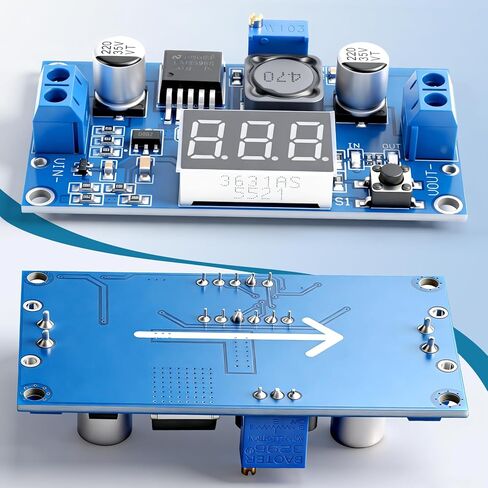 LM2596 DC-DC Buck Converter 3A Adjustable Step Down Power Supply Module with LED Voltmeter Display, 4V-40V to 1.25V-37V Voltage Regulator for DIY Projects (2-Pack) in Kuwait