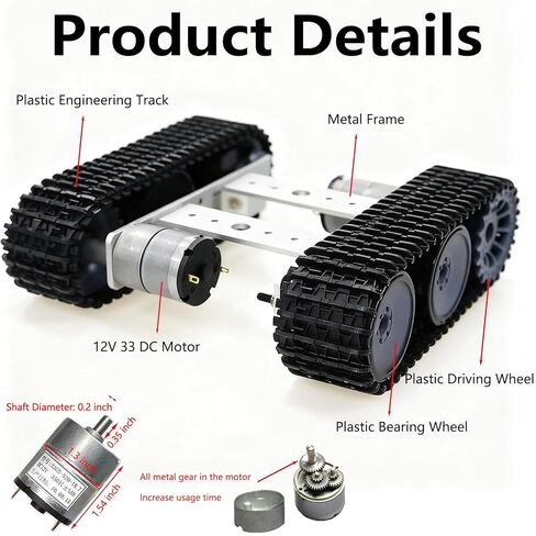 Premium Metal Tank Chassis Robotic Learning Kit with 2pcs Tracks, DIY Intelligent Robot Tracked Car Chassis Starter Kits for Arduino RaspberryPie Python MicroBit Steam Education Experiment (Silver) in Kuwait