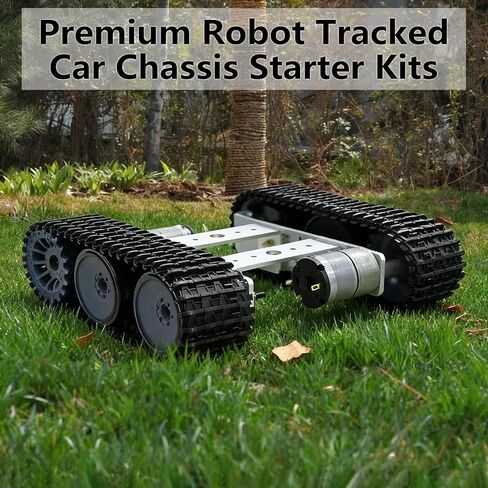 Premium Metal Tank Chassis Robotic Learning Kit with 2pcs Tracks, DIY Intelligent Robot Tracked Car Chassis Starter Kits for Arduino RaspberryPie Python MicroBit Steam Education Experiment (Silver) in Kuwait