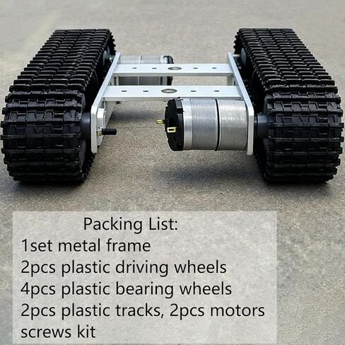 Premium Metal Tank Chassis Robotic Learning Kit with 2pcs Tracks, DIY Intelligent Robot Tracked Car Chassis Starter Kits for Arduino RaspberryPie Python MicroBit Steam Education Experiment (Silver) in Kuwait
