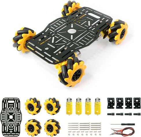 4WD Mecanum Wheel Robot Chassis Car Kit 360° Omnidirectional Movement with Metal Chassis and TT Motor Robot Building Platform Robot Car DIY Kit for Arduino/Microbit/Raspberry Pi (Unassembled) in Saudi Arabia