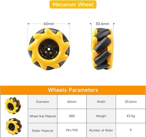 4WD Mecanum Wheel Robot Chassis Car Kit 360° Omnidirectional Movement with Metal Chassis and TT Motor Robot Building Platform Robot Car DIY Kit for Arduino/Microbit/Raspberry Pi (Unassembled) in Saudi Arabia