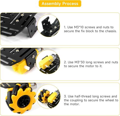 4WD Mecanum Wheel Robot Chassis Car Kit 360° Omnidirectional Movement with Metal Chassis and TT Motor Robot Building Platform Robot Car DIY Kit for Arduino/Microbit/Raspberry Pi (Unassembled) in Saudi Arabia