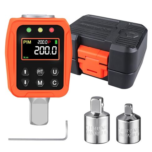 1/2" Digital Torque Adapter - 12.5-250 Ft-Lb, Converts Any 1/2" Ratchet tool to Torque Wrench, Electronic Torque Converter with 3/8" & 1/4" Adapters, Buzzer & LED Alerts, for Bike, Motorcycle & Car in Kuwait