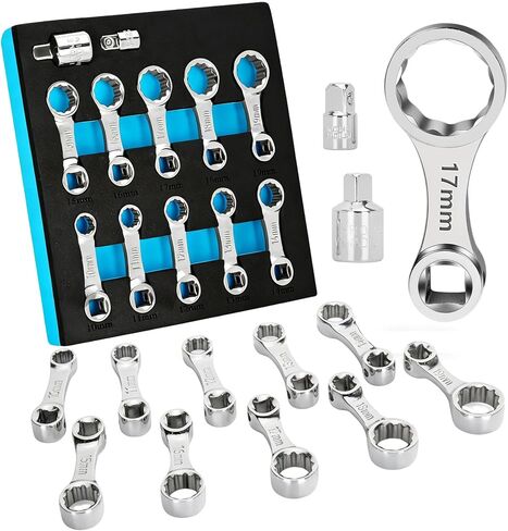 مجموعة محول عزم الدوران 12 قطعة مترية، تتضمن 10، 11، 12، 13، 14، 15، 16، 17، 18، 19 ملم، 12 نقطة نهاية صندوق مفتاح عزم الدوران محول تمديد 3/8 بوصة، مع محولات محرك 1/2 بوصة + 1/4 بوصة in Kuwait
