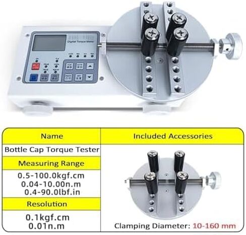 Digital Torque Meter for Bottles, Portable Torsion Cap Gauge, Adjustable 10-150mm Diameter for Various Shapes, Precision Torque Measurement Tool in Kuwait