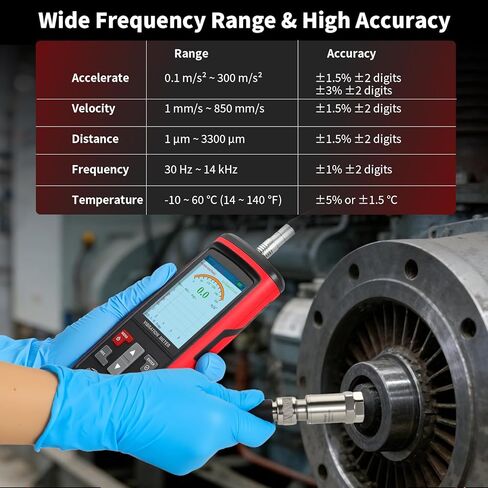 Portable Digital Vibration Meter, with TFT Smart Screen 397000 Data Storage for Accurate Measurement of Acceleration Velocity Displacement Frequency Temperature in Kuwait