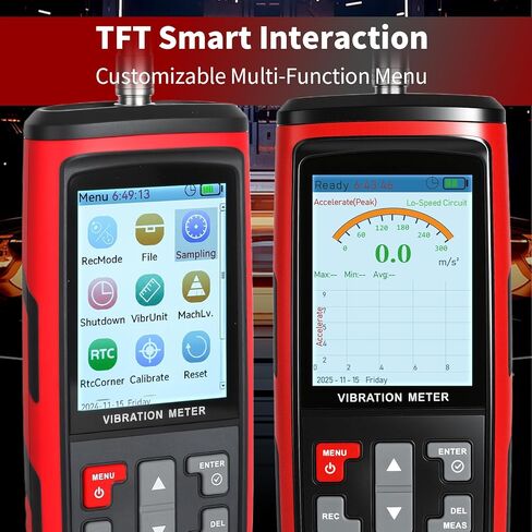 Portable Digital Vibration Meter, with TFT Smart Screen 397000 Data Storage for Accurate Measurement of Acceleration Velocity Displacement Frequency Temperature in Kuwait