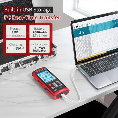 Portable Digital Vibration Meter, with TFT Smart Screen 397000 Data Storage for Accurate Measurement of Acceleration Velocity Displacement Frequency Temperature in Kuwait