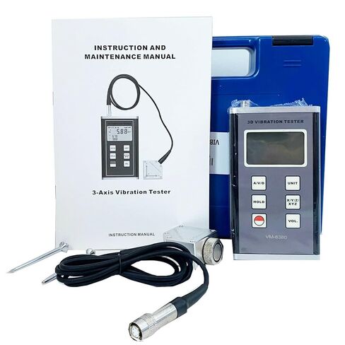 VM-6380 3 Axis Piezoelectric Accelerometer Vibration Meter VM6380 3D Velocity Tester Vibrometer Gauge 10Hz~10kHz Data Logger Accelerometer in Kuwait