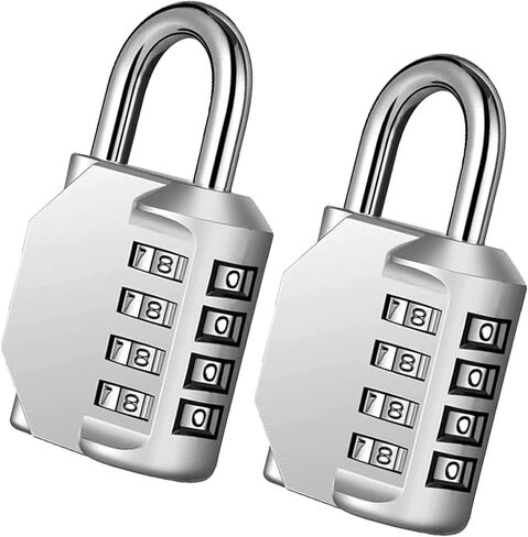 Combination Lock Resettable 4 Digit Padlock with Combination, AIHYTU Waterproof and Heavy Duty Combination Padlock Outdoor for School Gym Locker, Fence Gate, Toolbox, Employee Hasp Locker – 2 Pack in Kuwait