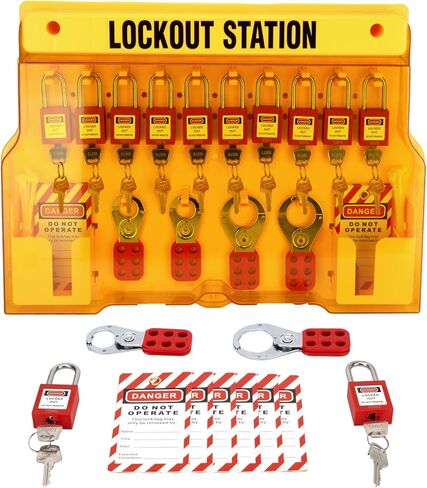 محطة تاجوت للقفل من TAEGIQ مع أجهزة لوتو، لوحة أدوات قفل الخروج، مجموعة أقفال أمان مكونة من 12 قطعة، 6 مشابك لوتو، 30 علامة لا تعمل للامتثال لإدارة السلامة والصحة المهنية in Kuwait