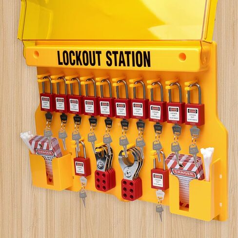 محطة تاجوت للقفل من TAEGIQ مع أجهزة لوتو، لوحة أدوات قفل الخروج، مجموعة أقفال أمان مكونة من 12 قطعة، 6 مشابك لوتو، 30 علامة لا تعمل للامتثال لإدارة السلامة والصحة المهنية in Kuwait