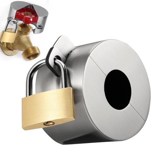 Outdoor Faucet Lock, 2 Pack Water Hose Bib Spigot Locks Stainless Steel Cover & Brass Padlock Kits for 1-1/2 to 3 Inch Dia Valve Handles to Prevent Garden Faucets and Outside Water Thefted in Saudi Arabia