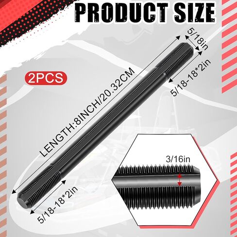 Hicarer 2 Pcs 5/8" x 8" Long Threaded Jackshaft, Mini Bike Axle, 3/16" Keyway, 5/8-18 x 2" Thread for Go Kart Mini Bike Torque Converter Replacement Parts in Kuwait