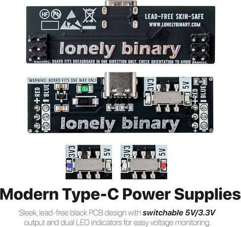 3 وحدات إمداد طاقة للوحة الخبز - 3.3 فولت/5 فولت قابلة للتحويل USB-C، حماية 500 مللي أمبير لـ Arduino، Raspberry Pi DIY Prototyping (لوحات الخبز غير متضمنة) in Kuwait