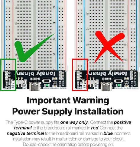 3 وحدات إمداد طاقة للوحة الخبز - 3.3 فولت/5 فولت قابلة للتحويل USB-C، حماية 500 مللي أمبير لـ Arduino، Raspberry Pi DIY Prototyping (لوحات الخبز غير متضمنة) in Kuwait