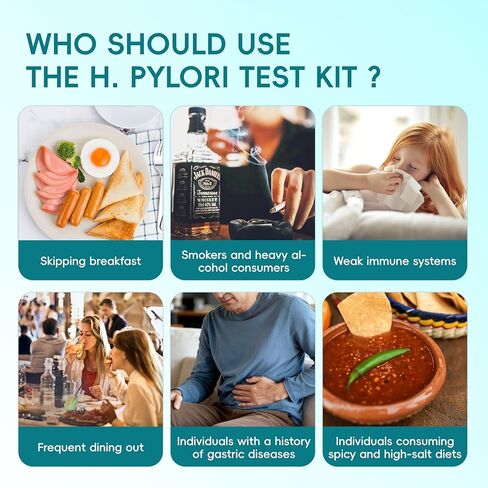 BlissKiss Rapid H. Pylori Home Screening Test Kit, 2 Pack | Detect in 3 Minutes | Easy 3-Step Self-Test | Over 99% Accuracy| Multi-Language Guide in Kuwait
