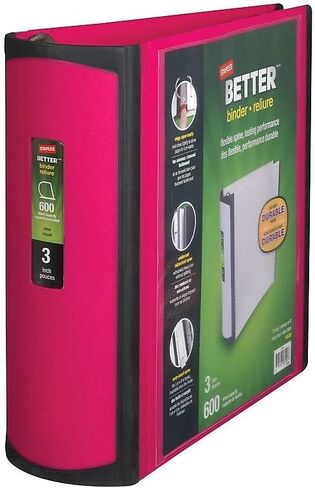 Staples 702876 Better 3-Inch D 3-Ring View Binder Pink (15128-US) in Saudi Arabia