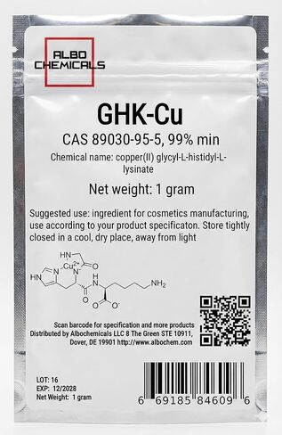 مسحوق الببتيد النحاسي GHK-CU، 99% دقيقة، CAS 89030-95-5، 1 جرام in Kuwait