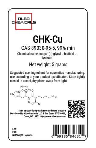 مسحوق الببتيد النحاسي GHK-CU، 99% دقيقة، CAS 89030-95-5، 5 جرام in Kuwait