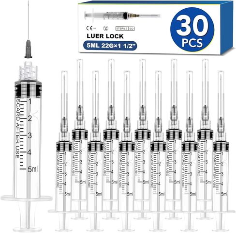 50 Pack 3ml Syringes with Needle-23Ga 1 Inch Needle with Luer Lock, Individually Sealed Packaging in Kuwait