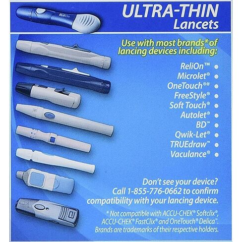 مشارط رفيعة للغاية مقاس 30، عدد 200 - مشارط جلوكوز الدم معقمة للاستخدام مرة واحدة، متوافقة مع معظم أجهزة الوخز + ملصق فكرة أفضل مع إمكانية الوصول إلى الدليل الكامل in Kuwait