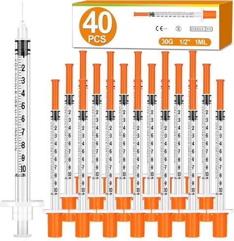 40 Pack 1ml Syringes with Needle-30Ga 0.5 Inch, Individually Sealed Packaging in Kuwait