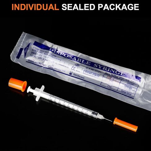 40 Pack 1ml Syringes with Needle-30Ga 0.5 Inch, Individually Sealed Packaging in Kuwait
