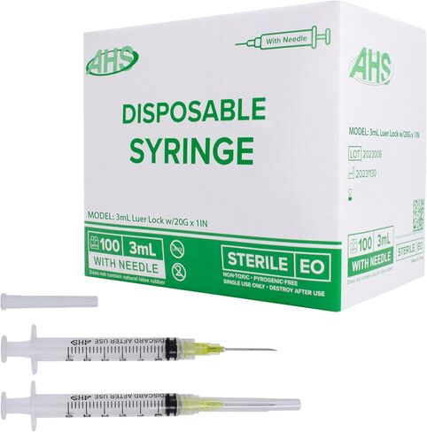Generic 100 Pack, 3mL Syringes with Needle Luer Lock Syringe Individually Packaged (3mL, 20G x 1in) in Kuwait