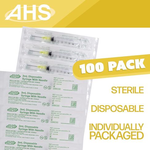 Generic 100 Pack, 3mL Syringes with Needle Luer Lock Syringe Individually Packaged (3mL, 20G x 1in) in Kuwait