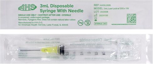 Generic 100 Pack, 3mL Syringes with Needle Luer Lock Syringe Individually Packaged (3mL, 20G x 1in) in Kuwait
