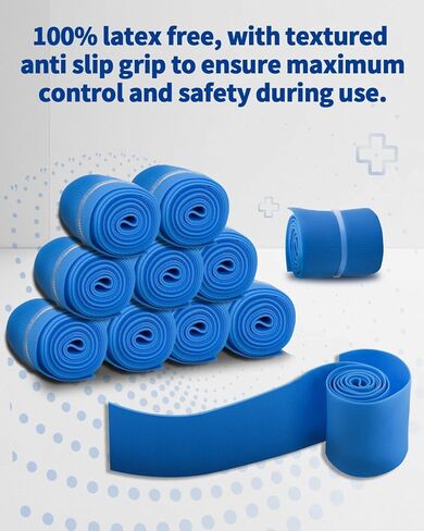 25 Pack Disposable Tourniquets - Latex-Free First Aid Tourniquet Kit, 1" X 18" Blue Elastic Tear-Resistant Tourniquets for Medical Emergency & Nursing Supplies Essentials for Outdoor Sport in Kuwait