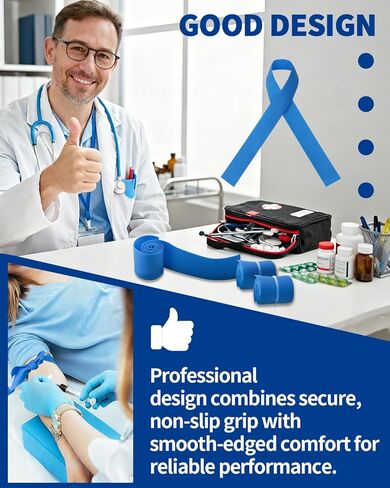 25 Pack Disposable Tourniquets - Latex-Free First Aid Tourniquet Kit, 1" X 18" Blue Elastic Tear-Resistant Tourniquets for Medical Emergency & Nursing Supplies Essentials for Outdoor Sport in Kuwait