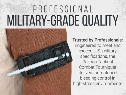 Military-Grade Tactical Combat Tourniquet Gen 8 - Severe Bleeding Control (Black) | Rapid One-Hand Application, Time-Stamped – First Aid, EMS, Law Enforcement, Civilian, Outdoor Survival in Kuwait