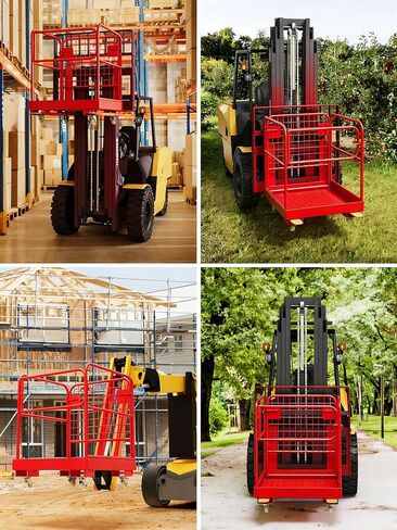 Forklift Safety Cage,Heavy-Duty 1200 lb Capacity Foldable Forklift Safety Cage,36"x36" Man Basket for 1-3 People with Lockable Swivel Wheels, Safety Rail & Drain Hole, Collapsible Work Platform for In in Saudi Arabia