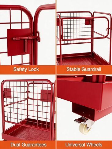 Forklift Safety Cage,Heavy-Duty 1200 lb Capacity Foldable Forklift Safety Cage,36"x36" Man Basket for 1-3 People with Lockable Swivel Wheels, Safety Rail & Drain Hole, Collapsible Work Platform for In in Saudi Arabia