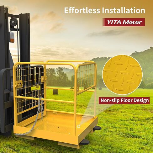 YITAMOTOR 36 "x36" قفص أمان للرافعة الشوكية، منصة عمل سلة رافعة شوكية 1200 رطل، قفص رفع قابل للطي للخدمة الشاقة لمعظم الوظائف الجوية in Saudi Arabia