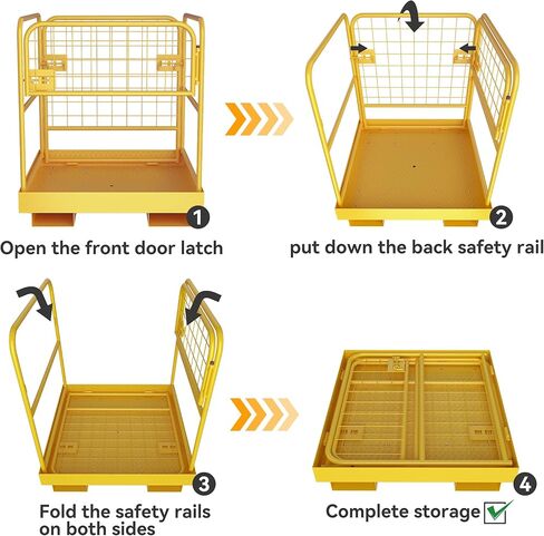YINTATECH رافعة شوكية قفص 36x36 بوصة منصة العمل قفص السلامة قابل للطي الثقيلة البناء الصلب رفع سلة القضبان الجوية سعة 1150 رطل in Kuwait