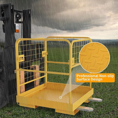 YINTATECH رافعة شوكية قفص 36x36 بوصة منصة العمل قفص السلامة قابل للطي الثقيلة البناء الصلب رفع سلة القضبان الجوية سعة 1150 رطل in Kuwait
