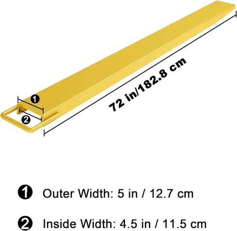 72"Fork Extensions, 4.5inch Width Pallet Fork Extensions, 1 Pair Heavy Duty Steel Pallet Forklift Extensions, Yellow in Kuwait