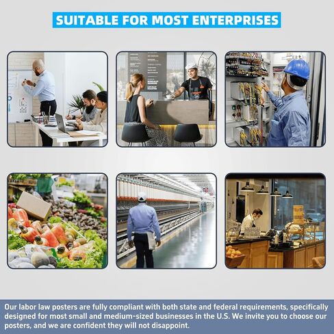 ملصقات قانون العمل الفيدرالي وولاية كاليفورنيا لعام 2026 - مجموعة باللغتين الإنجليزية والإسبانية - الامتثال الكامل لإدارة السلامة والصحة المهنية في مكان العمل - مغلفة مقاومة للماء للأشعة فوق البنفسجية مقاس 24 بوصة × 36 بوصة in Kuwait