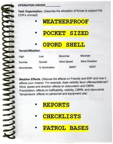 Army ROTC Battle Book | OPORD Shell | Planning Guide & Army Reports | Laminated Operations Aid in Kuwait