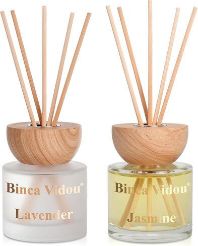 binca vidou Reed Diffuser Set, Lavender Vanilla Orange & Lemon Natural Scent Oil Diffusers with Sticks for Home Office Bathroom Aromatherapy Decor 2.7oz x 3 in Kuwait
